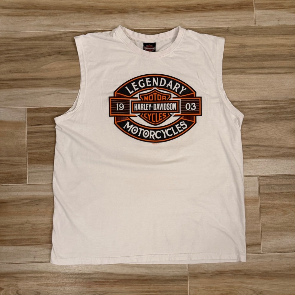 Harley-Davidson Steel City Washington PA Sleeveless Graphic T-Shirt White XL